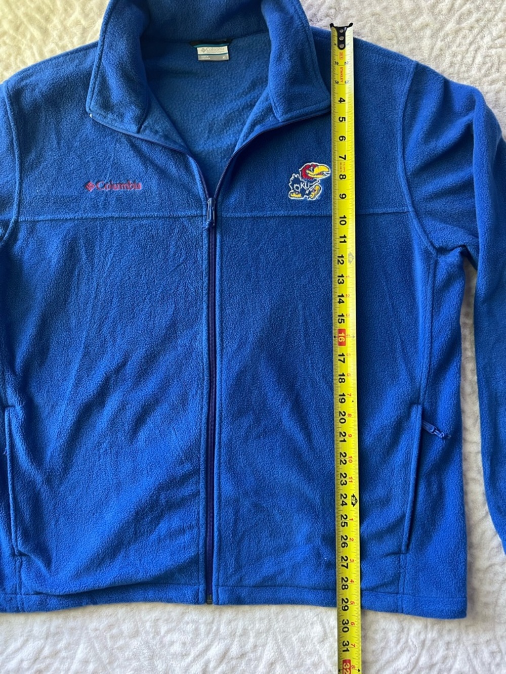Columbia Men's KU Jayhawks Full-Zip Fleece Blue Jacket | Size XL - Picture 6 of 11